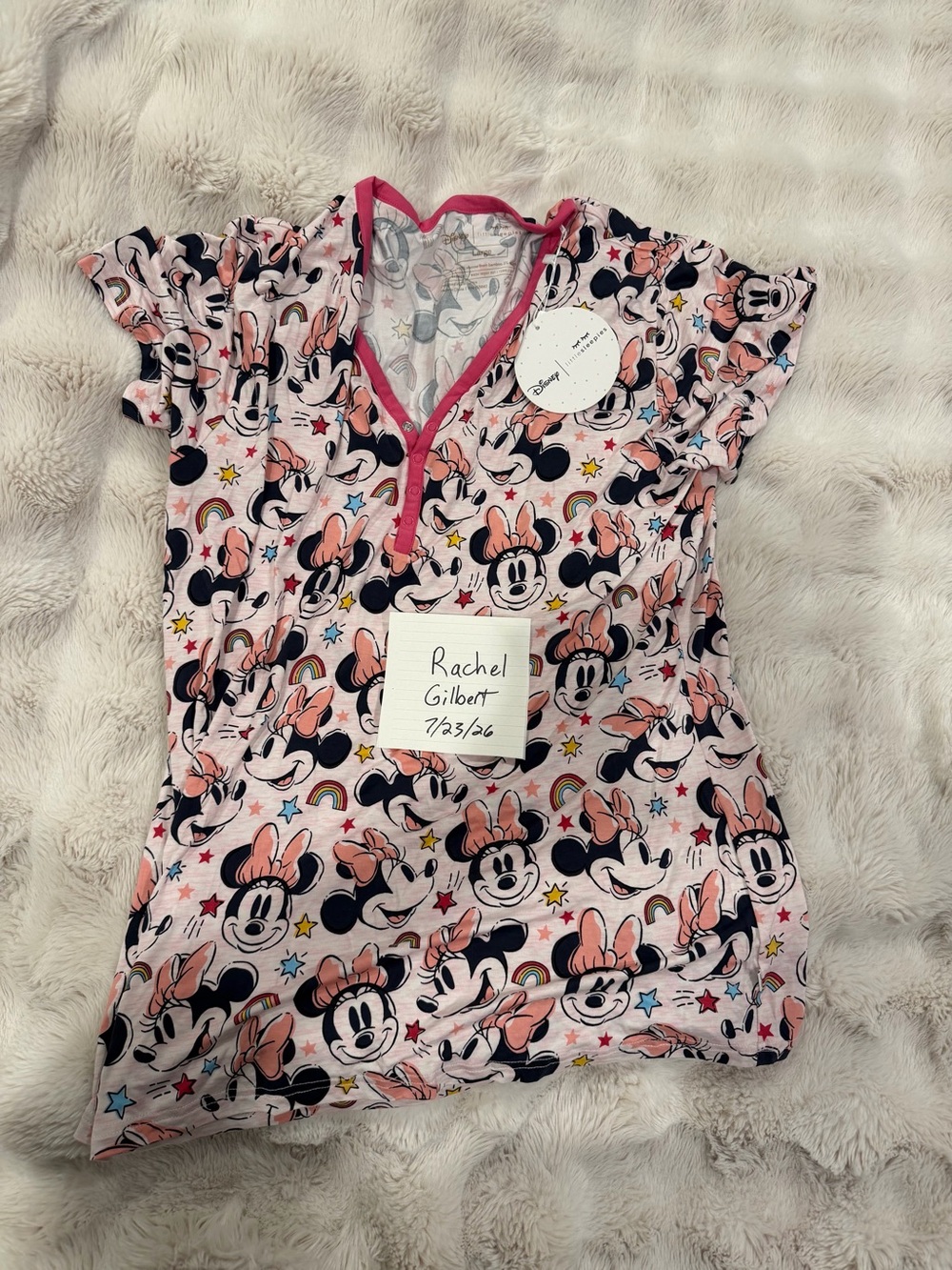 Little Sleepies Pink Minnie Mouse Short Sleeve Pajama Top